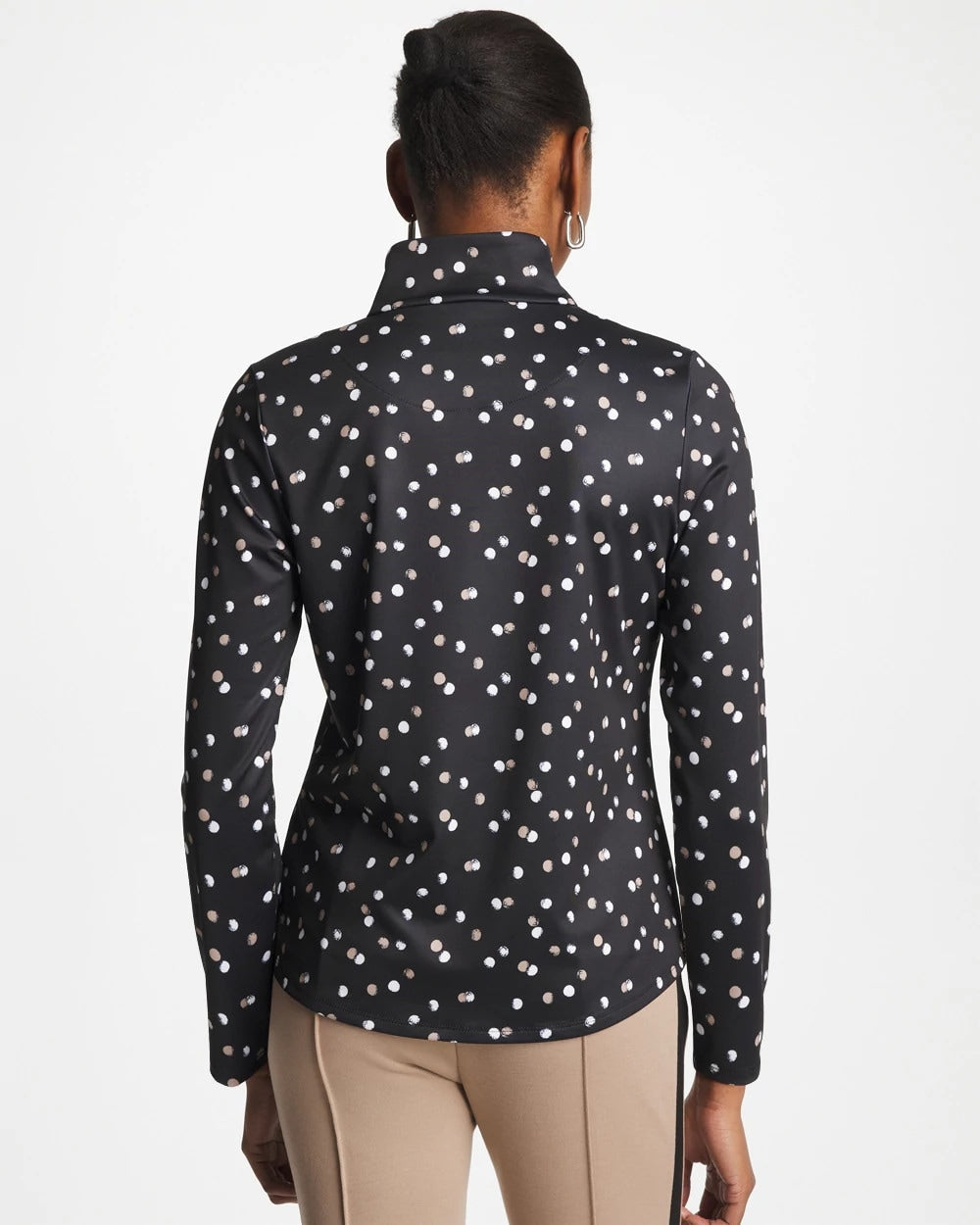 Chico's Zenergy® UPF Spotted Half Zip Studio Taupe