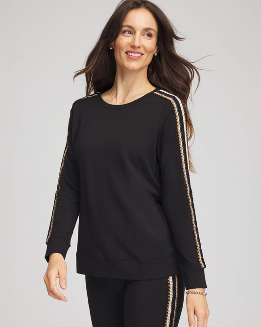 Chico's Zenergy® Lattice-Trim Pullover Top Black