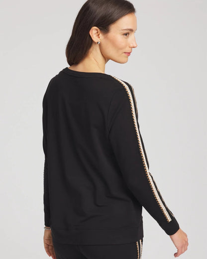 Chico's Zenergy® Lattice-Trim Pullover Top Black