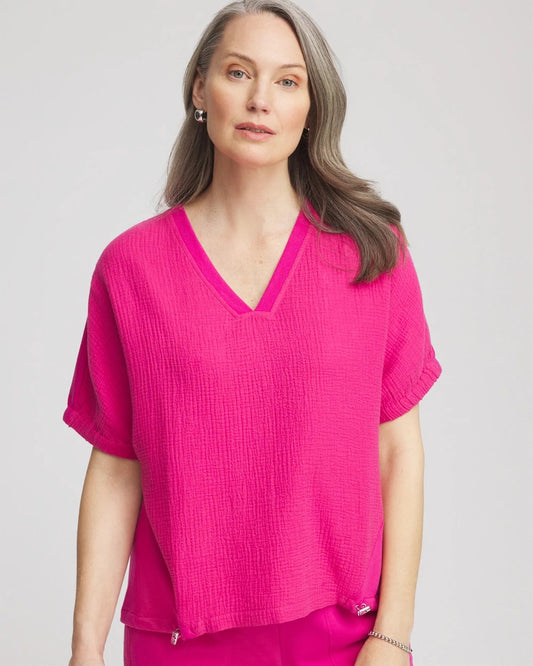Chico's Zenergy® Gauze Lounge Shirt Crushed Berries