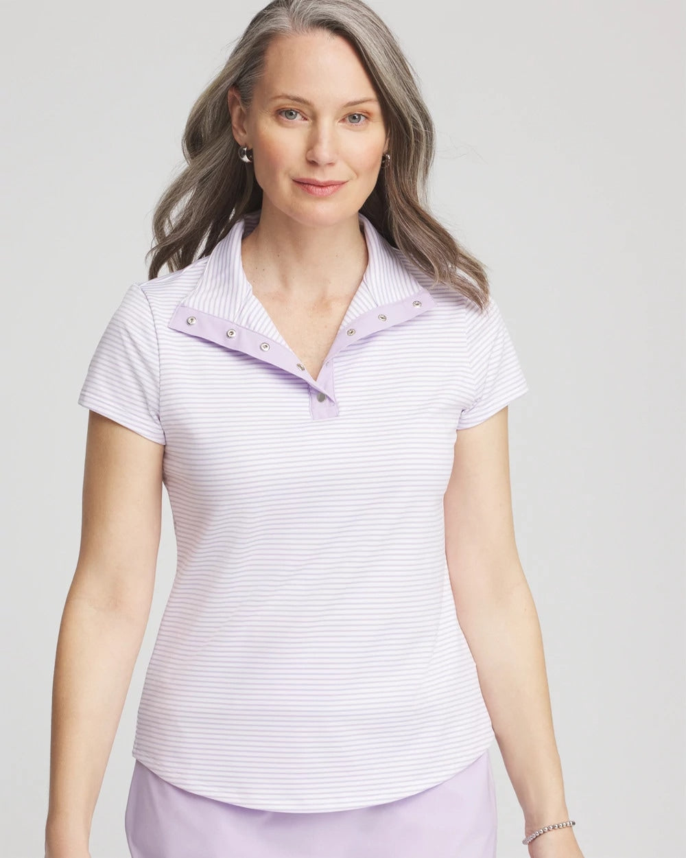 Chico's Zenergy® Striped UPF Short-Sleeve Top Violet Aura
