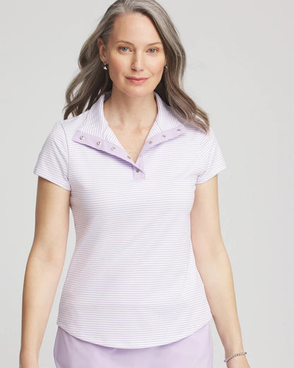 Chico's Zenergy® Striped UPF Short-Sleeve Top Violet Aura