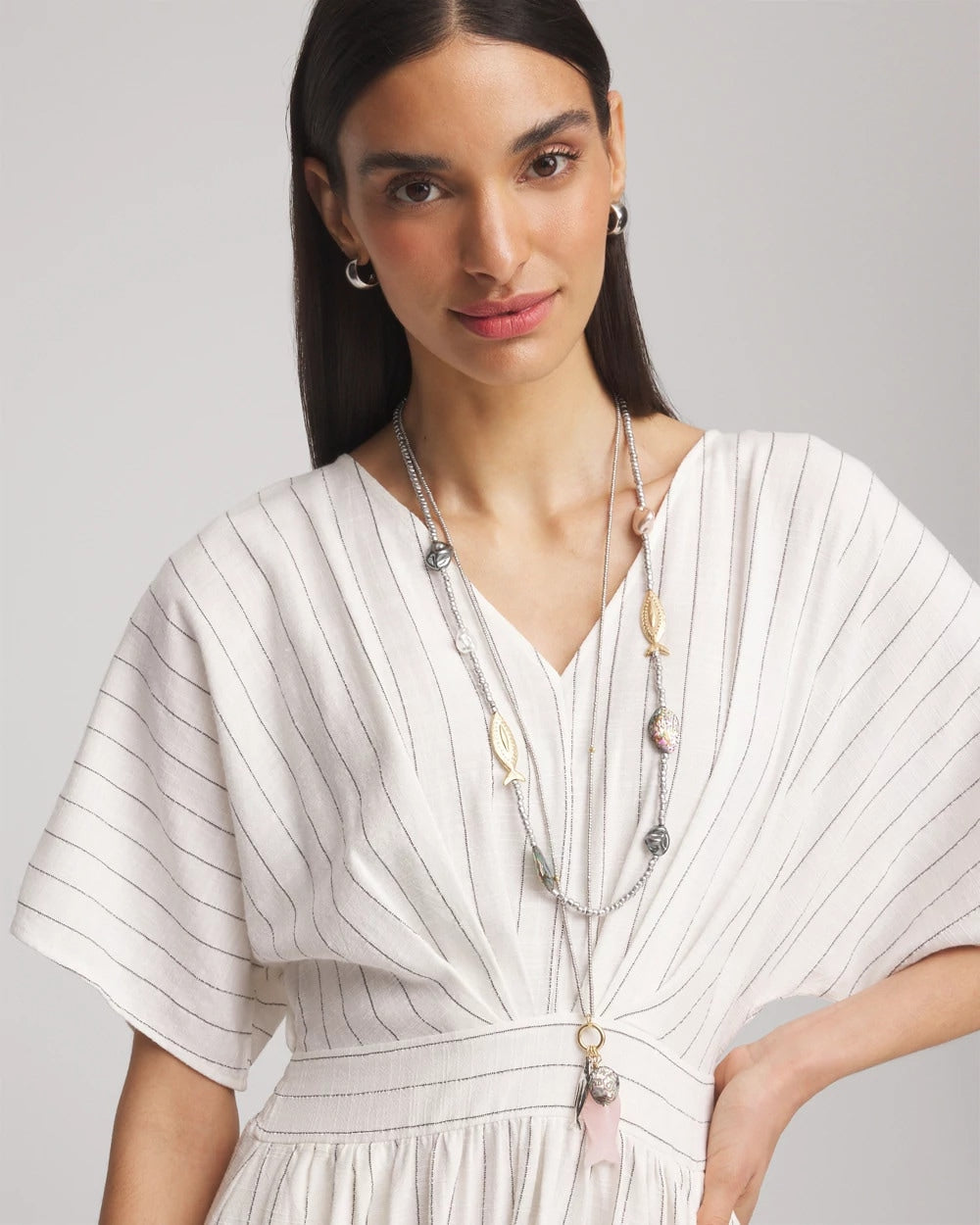 Chico's Chico's Originals White Jade Ocean Necklace Silver