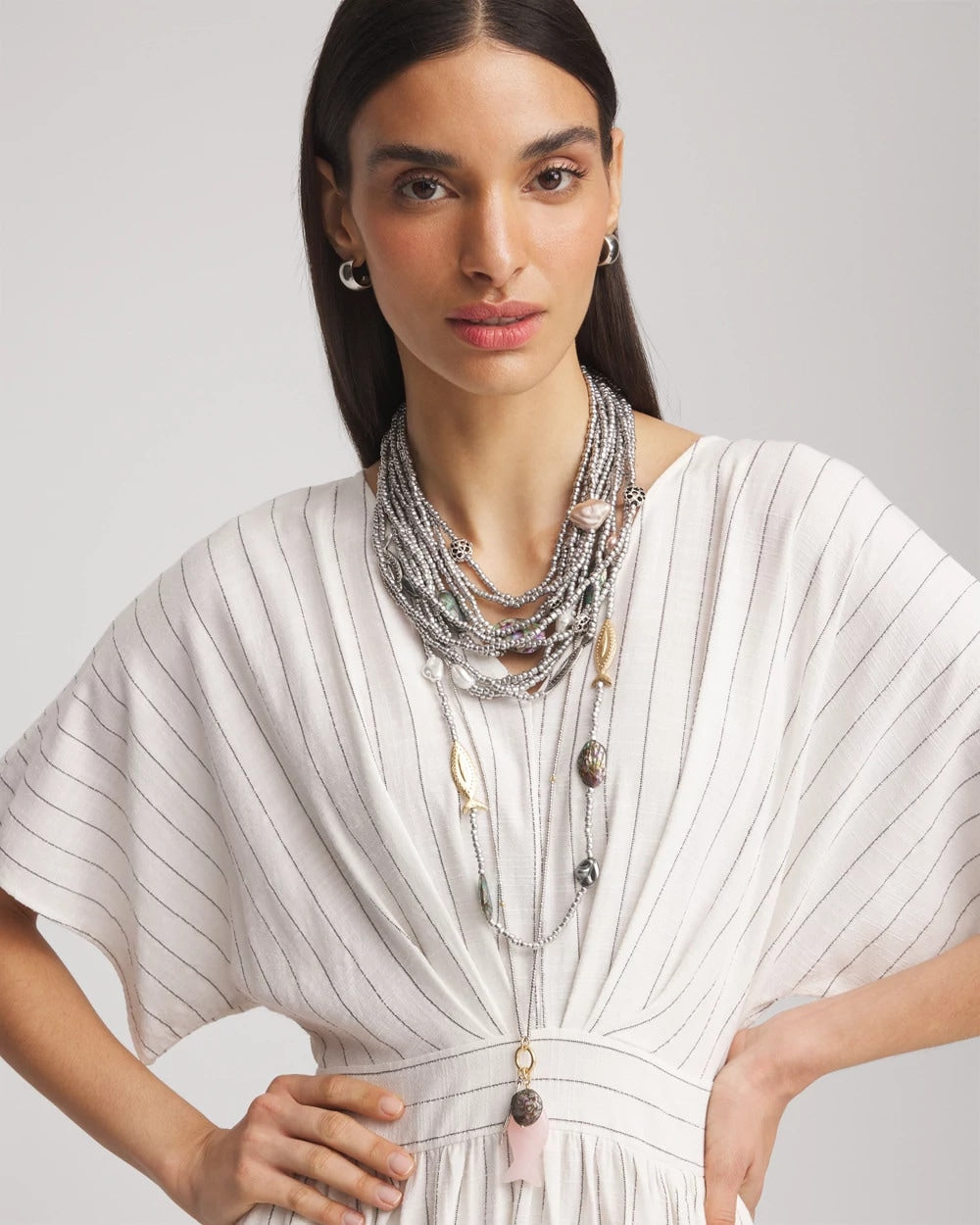 Chico's Chico's Originals White Jade Ocean Necklace Silver