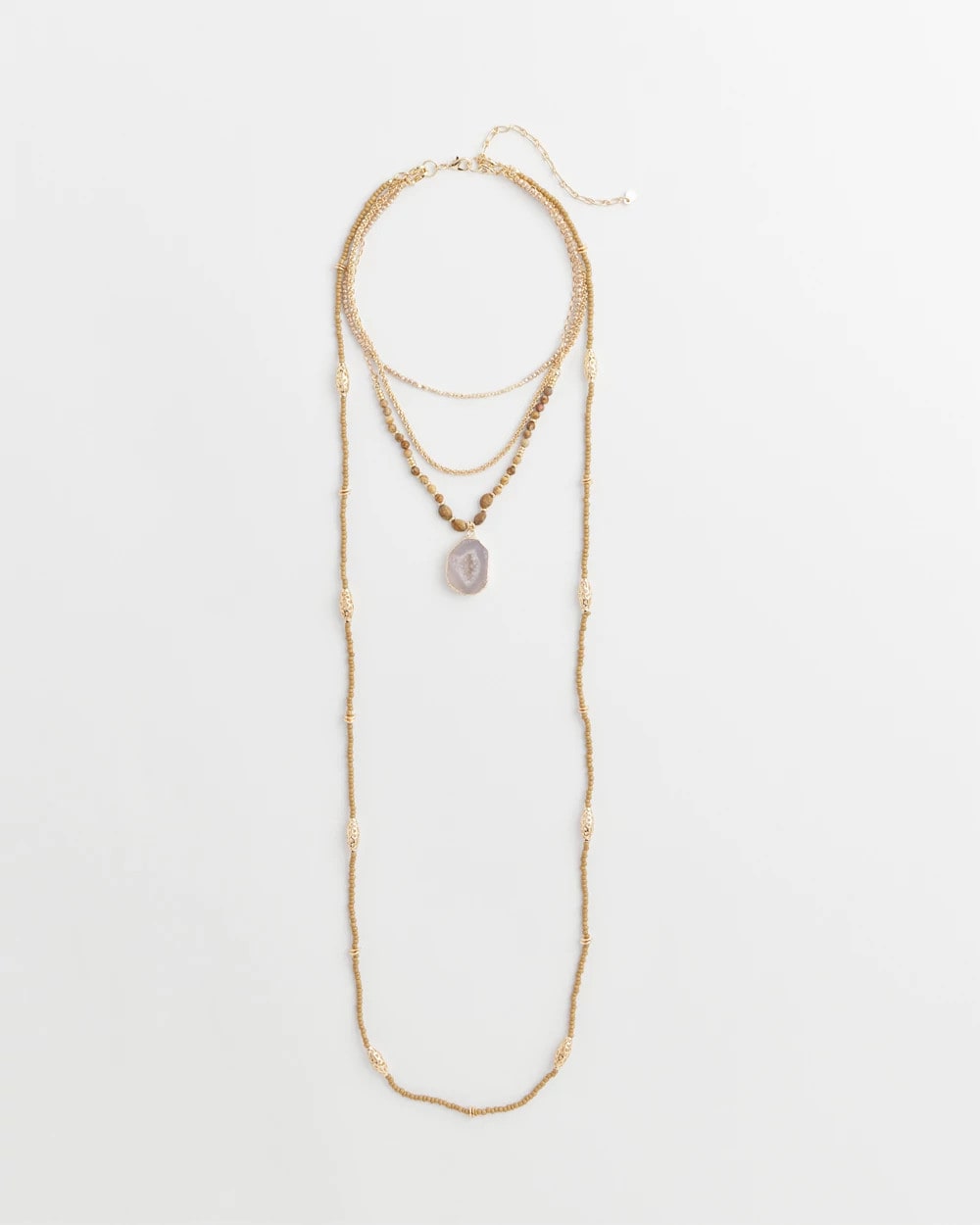 Chico's Convertible Agate Pendant Necklace Neutral