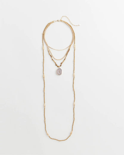 Chico's Convertible Agate Pendant Necklace Neutral