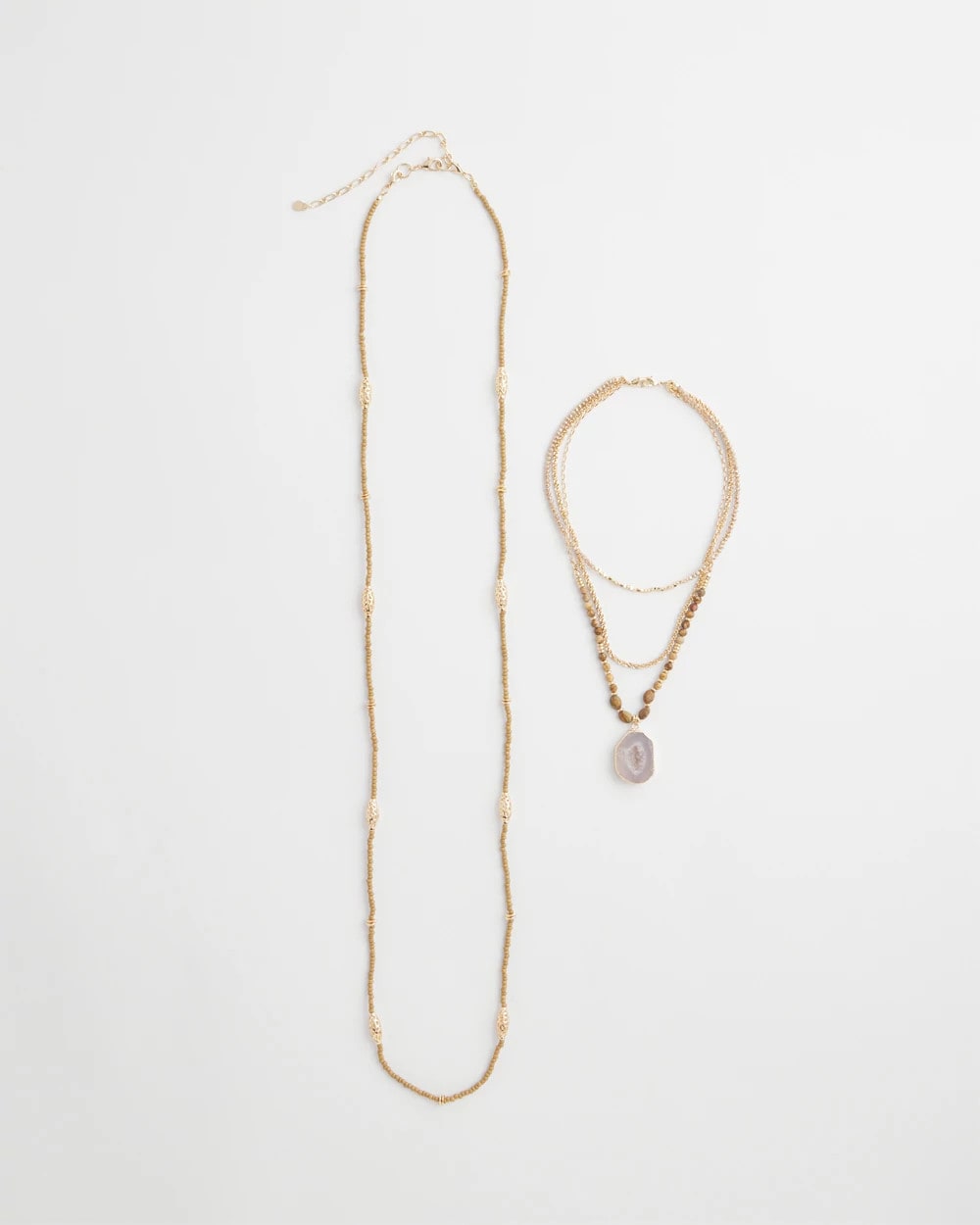 Chico's Convertible Agate Pendant Necklace Neutral