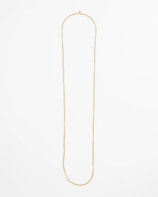 Chico's Long Goldtone Seed Bead Necklace Gold