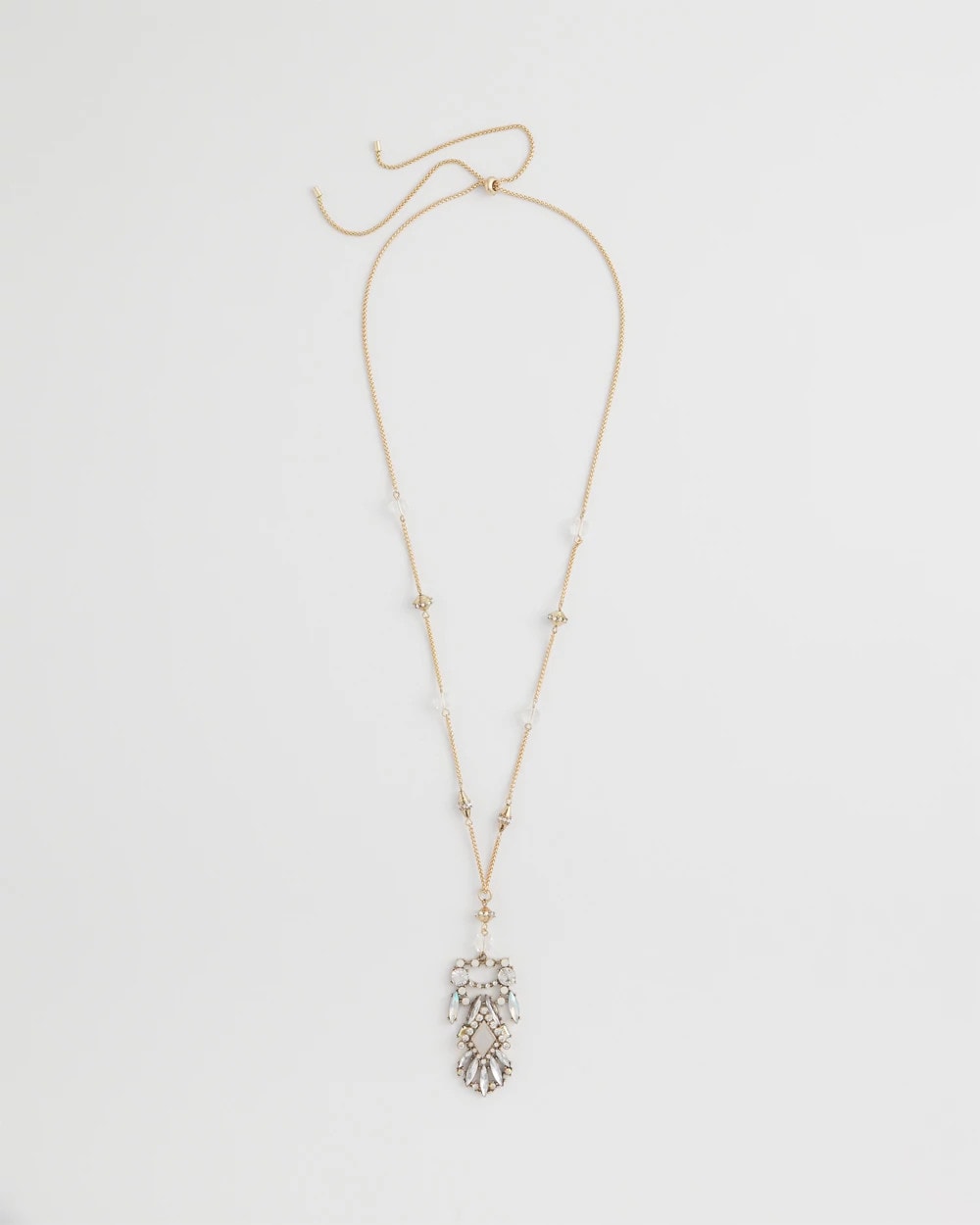 Chico's Adjustable Opalescent Pendant Necklace Pink