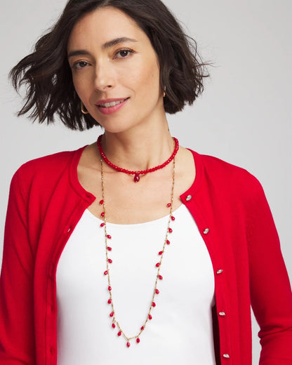 Chico's Convertible Red Necklace Red