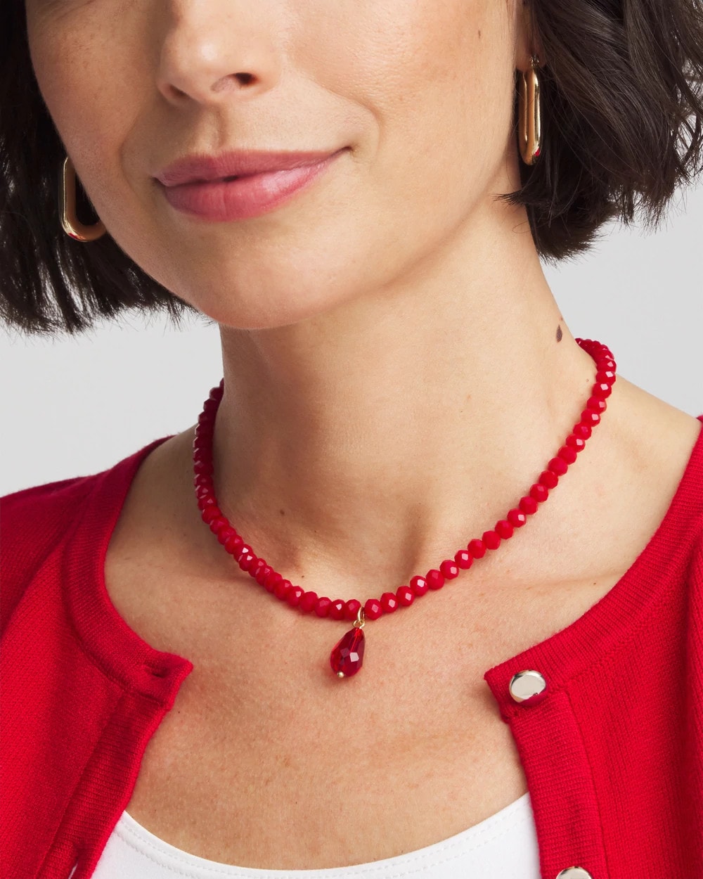 Chico's Convertible Red Necklace Red