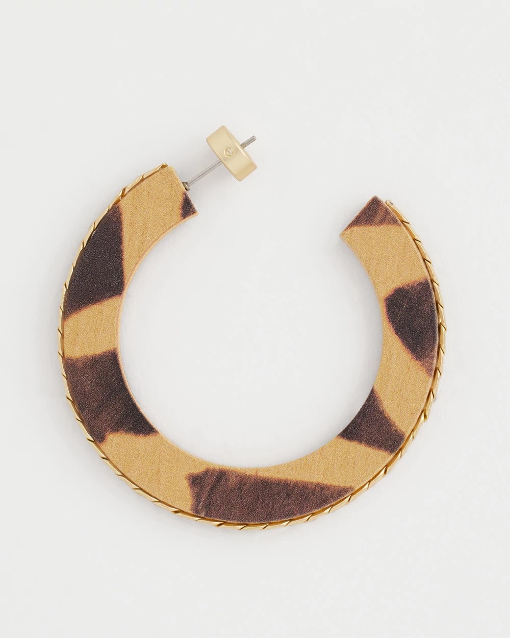 Chico's Animal Wood Hoop Earrings Neutral