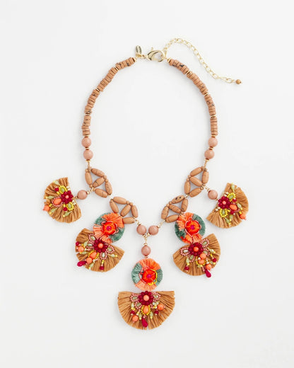 Chico's Tropical Floral Bib Necklace Multi