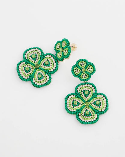 Chico's Clover Drop On Post Earrings Green