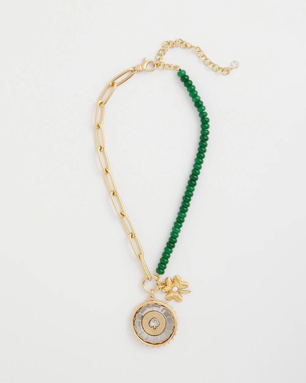 Chico's Short Clover Pendant Necklace Green