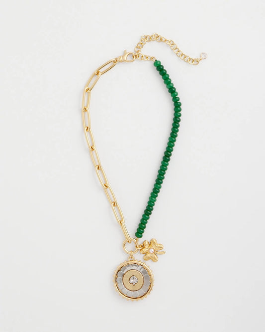 Chico's Short Clover Pendant Necklace Green