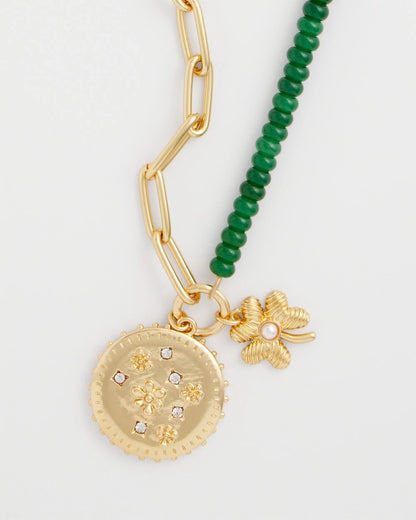 Chico's Short Clover Pendant Necklace Green