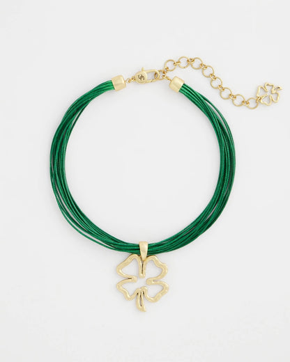 Chico's Clover Pendant Necklace Green