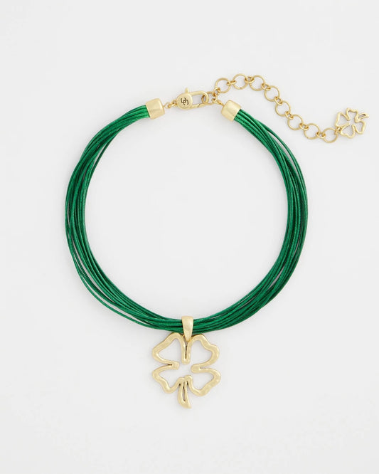 Chico's Clover Pendant Necklace Green
