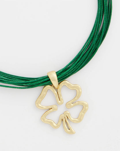 Chico's Clover Pendant Necklace Green