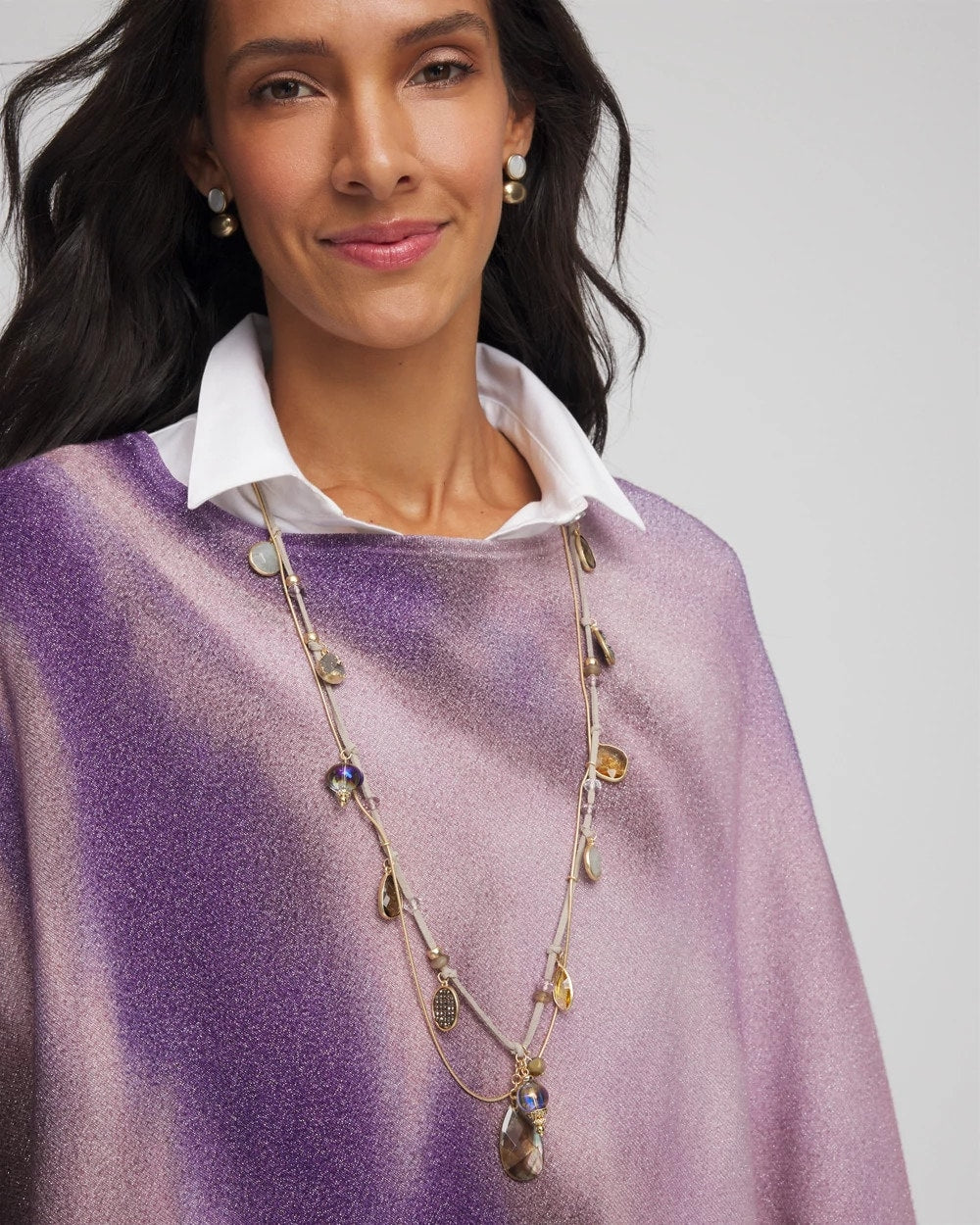 Chico's Drop Off Pendant Necklace Neutral