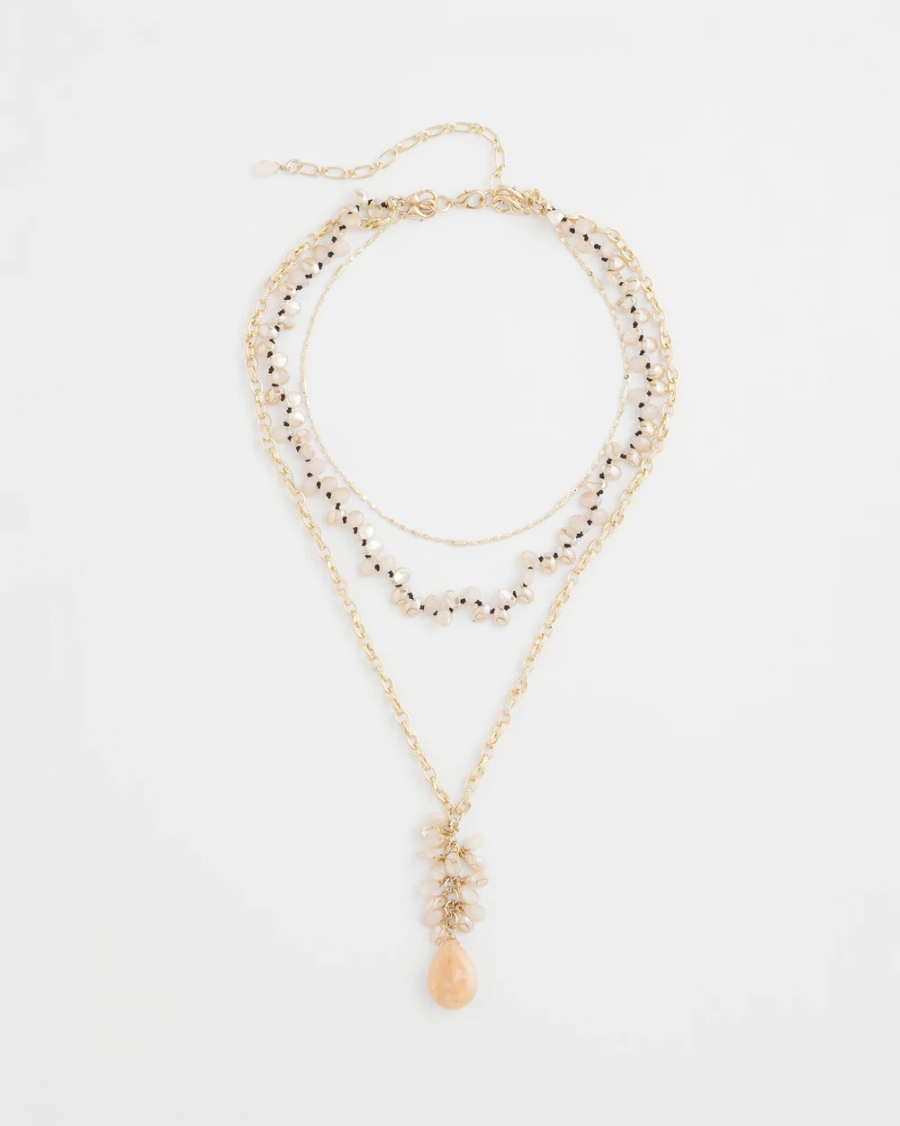 Chico's Convertible Rose Quartz Pendant Necklace Pale Pink