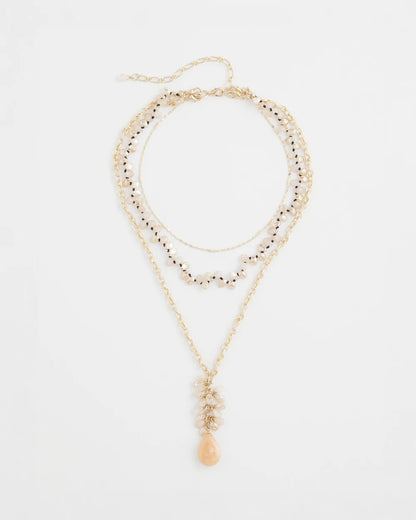 Chico's Convertible Rose Quartz Pendant Necklace Pale Pink