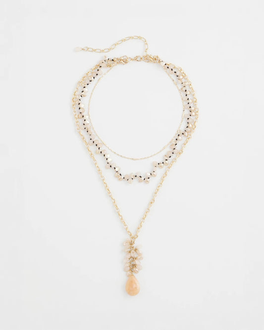 Chico's Convertible Rose Quartz Pendant Necklace Pale Pink