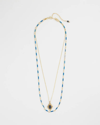 Chico's Double-Strand Sodalite Pendant Necklace Blue