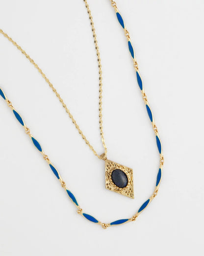 Chico's Double-Strand Sodalite Pendant Necklace Blue