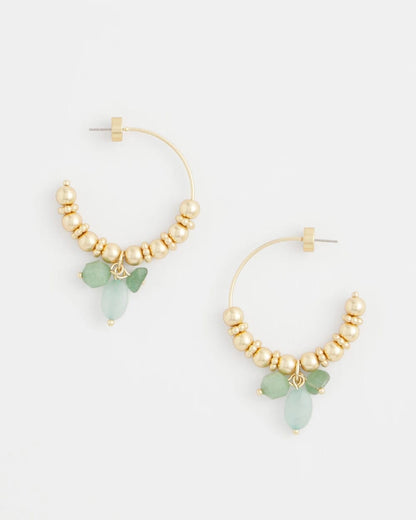 Chico's No Droop® Gem Beaded Hoop Earrings Gold