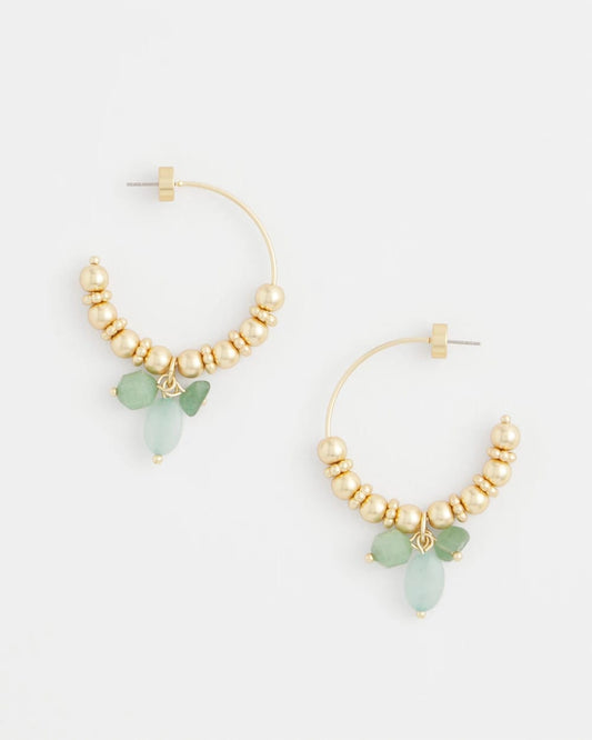 Chico's No Droop® Gem Beaded Hoop Earrings Gold