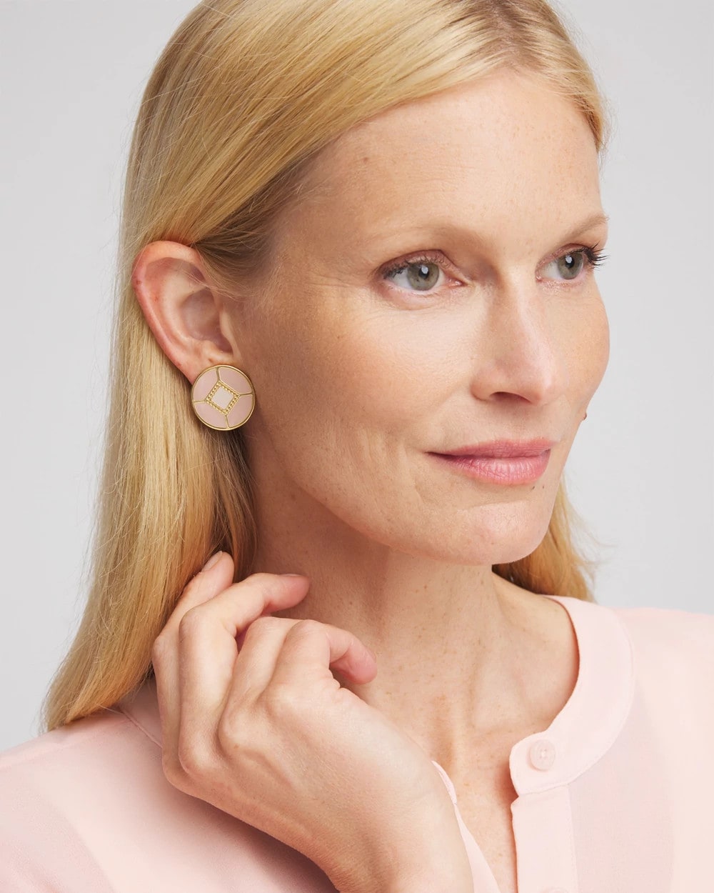 Chico's No Droop® Enamel Clip-On Earrings Pink