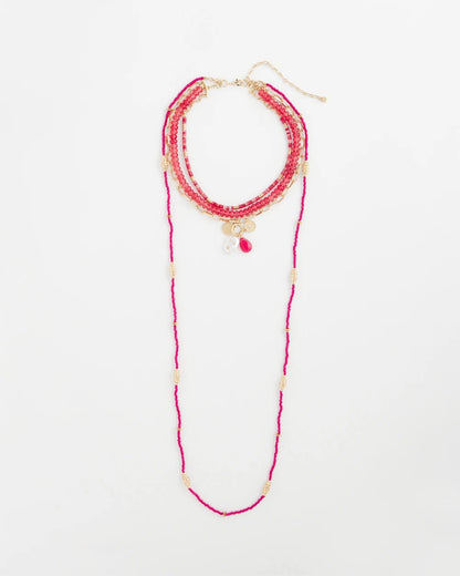Chico's Convertible Beaded Pendant Necklace Pink