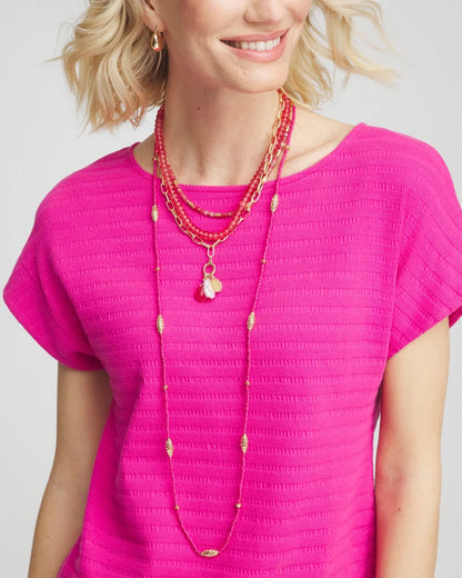 Chico's Convertible Beaded Pendant Necklace Pink