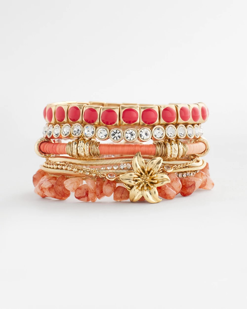 Chico's Bold Orange Goldtone Stretch Bracelet Orange