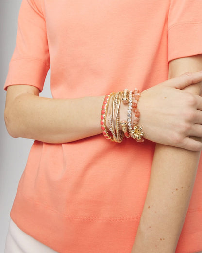 Chico's Bold Orange Goldtone Stretch Bracelet Orange