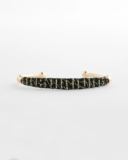 Chico's Thread Wrapped Cuff Bracelet Black/Gold