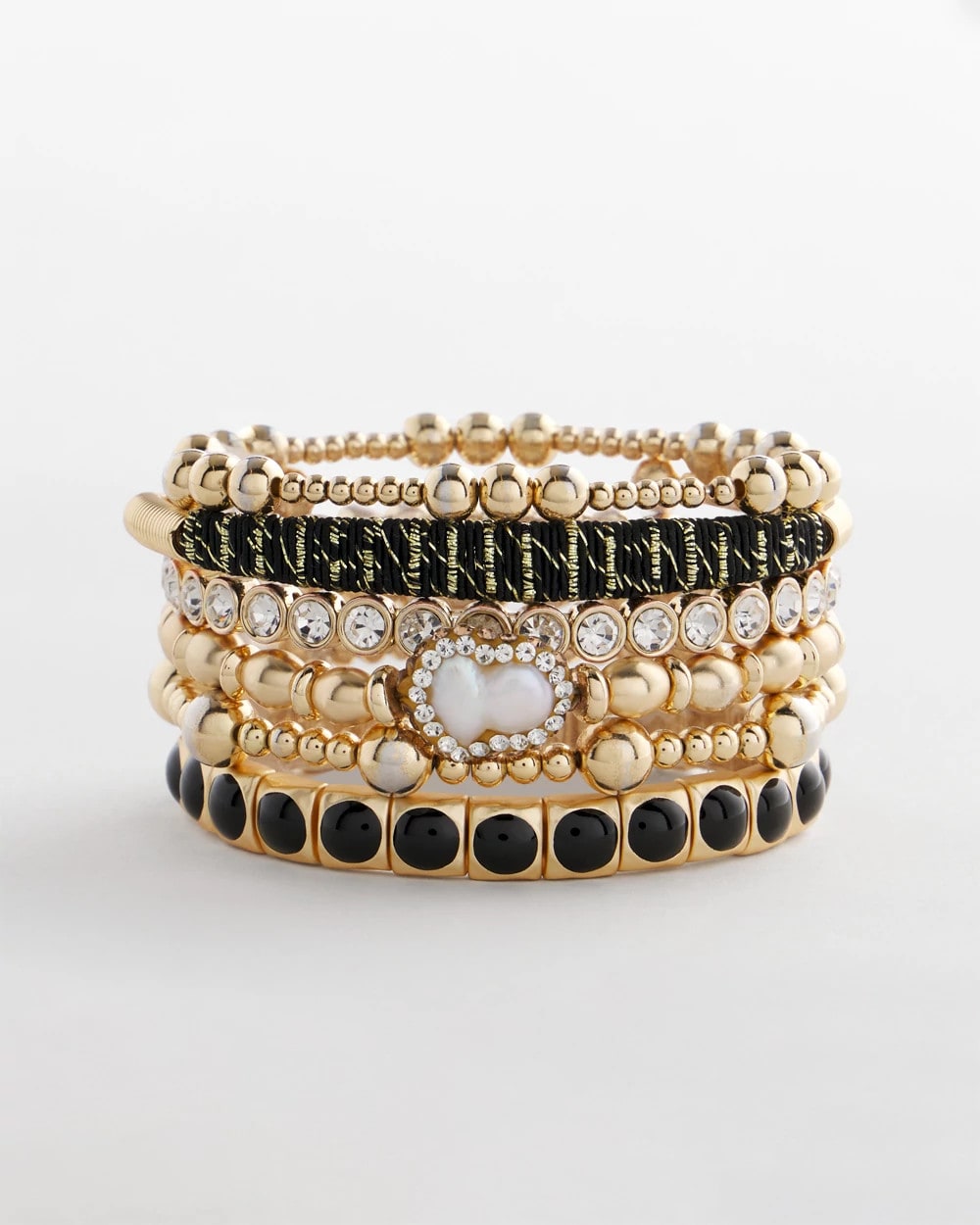 Chico's Thread Wrapped Cuff Bracelet Black/Gold