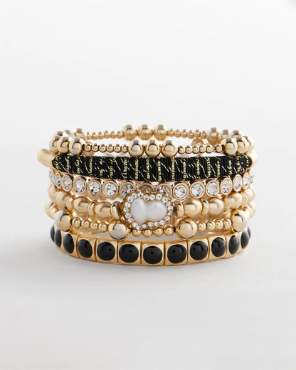 Chico's Thread Wrapped Cuff Bracelet Black/Gold