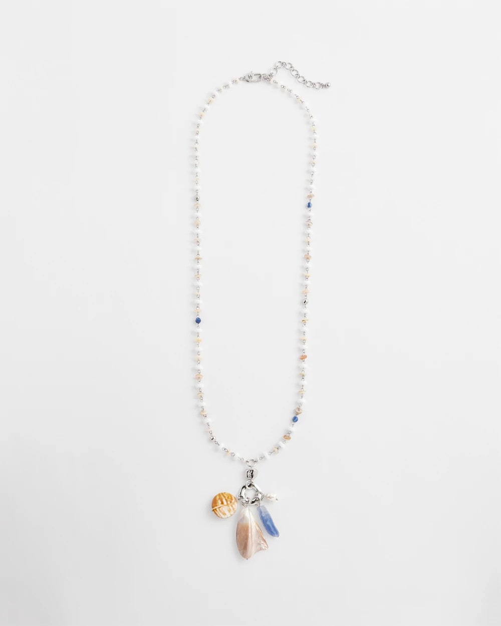 Chico's Seashell Beaded Pendant Necklace Multi