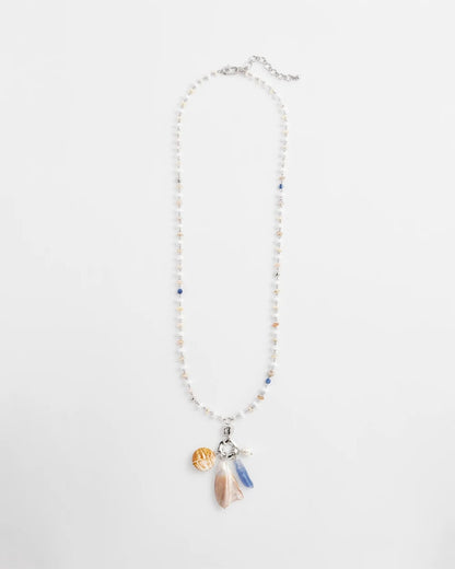Chico's Seashell Beaded Pendant Necklace Multi