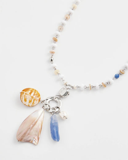 Chico's Seashell Beaded Pendant Necklace Multi