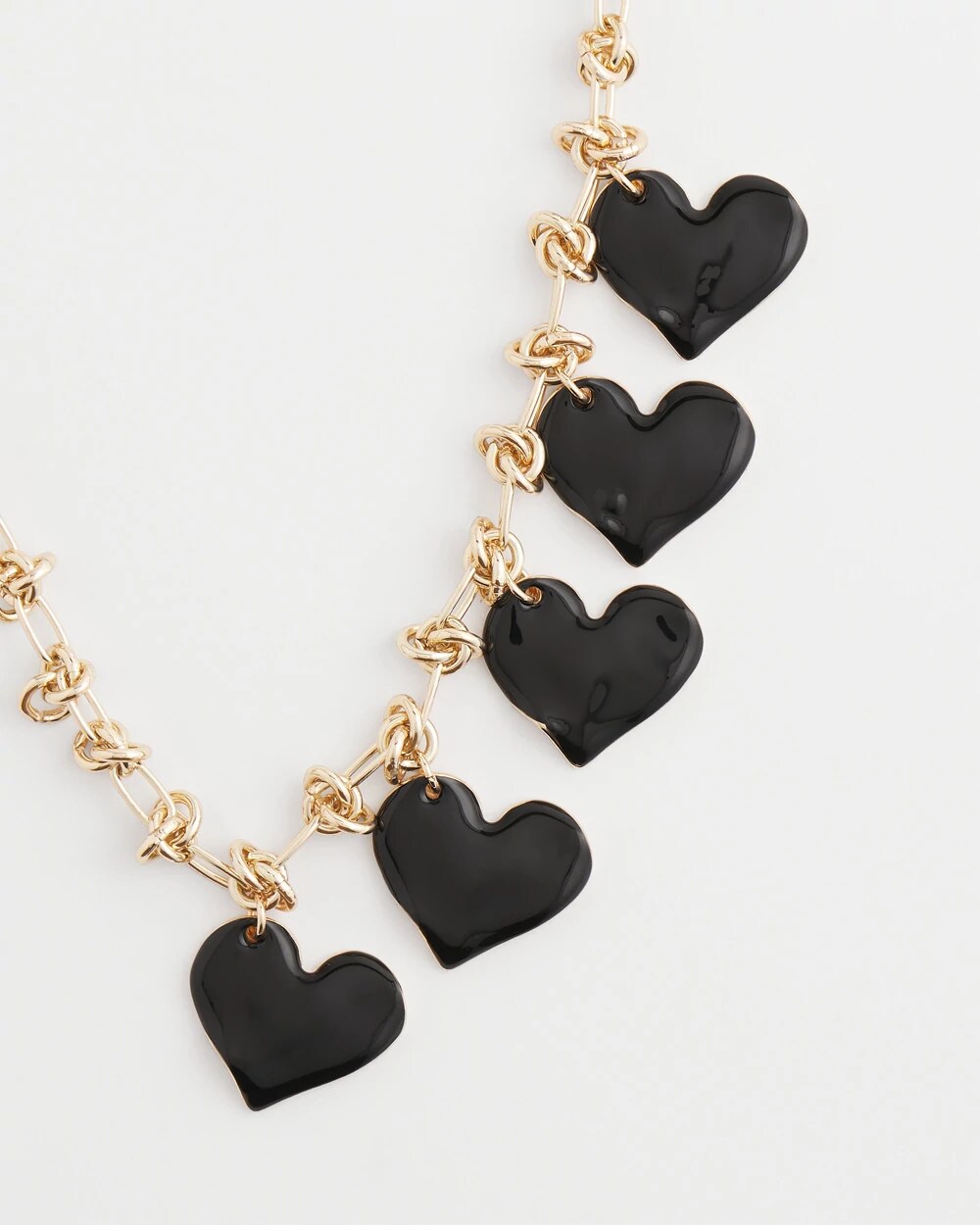 Chico's Black Heart Drop Off Necklace Black