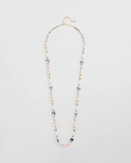 Chico's Pink Art Deco Beaded Necklace Pink