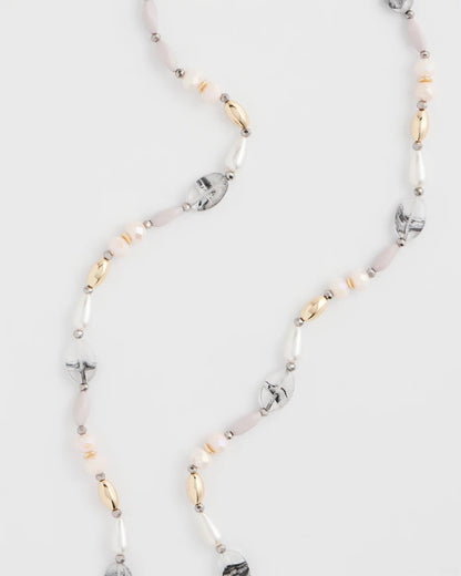 Chico's Pink Art Deco Beaded Necklace Pink