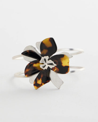 Chico's Tortoise Floral Hinge Bracelet Neutral
