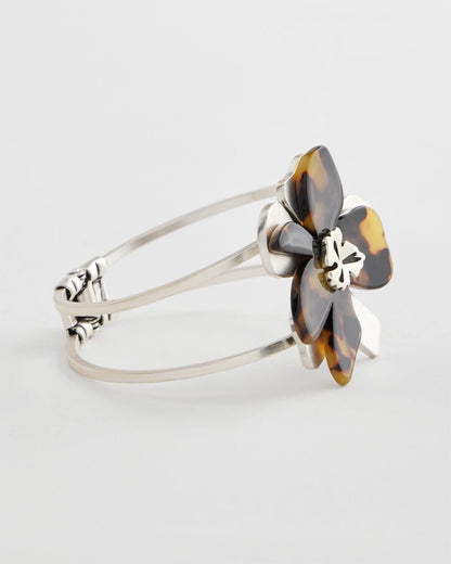 Chico's Tortoise Floral Hinge Bracelet Neutral