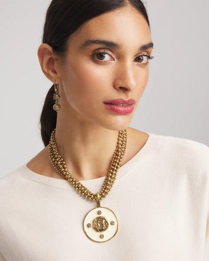 Chico's White Enamel Pendant Necklace White