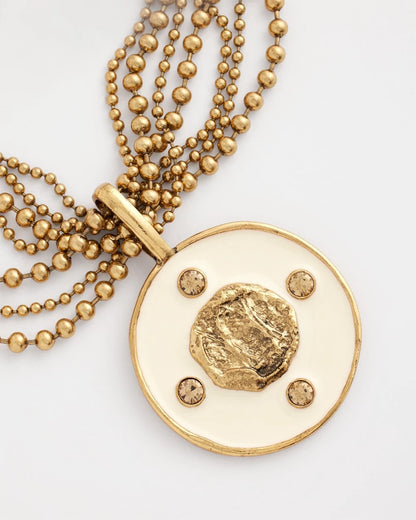 Chico's White Enamel Pendant Necklace White